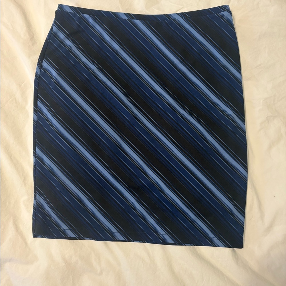 Express Navy and Light Blue Striped Mini Skirt Vintage Y2K